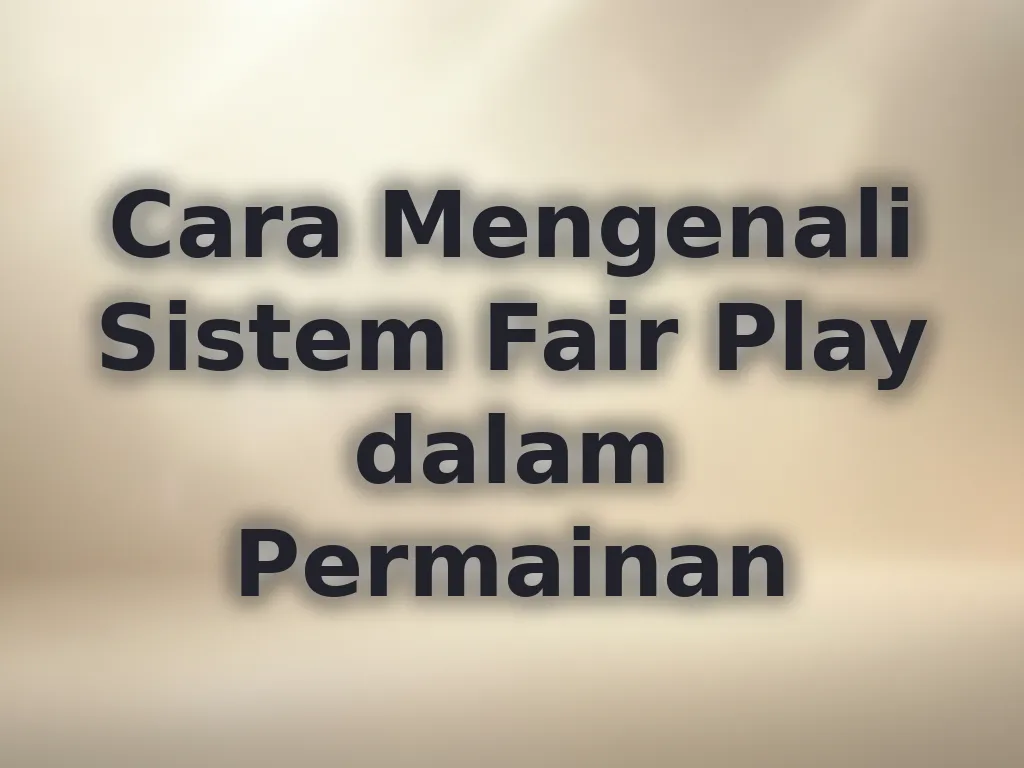 Cara Mengenali Sistem Fair Play dalam Permainan
